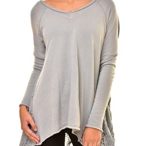 Free People Women's Frills Pullover Sweater Blue